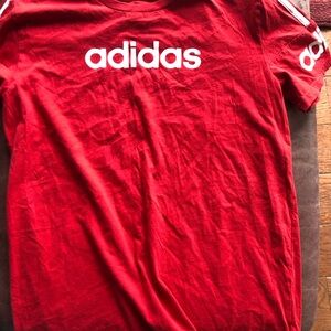 adidas Red Crew Neck Logo Tee